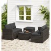 ELJGET 4 Pieces Patio Furniture Sets, All Weather Outdoor Sectional Patio Sofa, Wicker Rattan Patio Seating Sofas with Cushion and Glass Table - 2 of 4