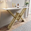 Yukimo 47.2" Narrow Rectangle White Console Table with Pine Wood Top and Gold Metal Base - Slim Hallway Entryway Table - 3 of 4