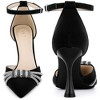BLISSFUL STEP Women's Pointy Toe Ankle Strap Rhinestone High Heel Pumps - 2 of 3