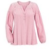 Collections Etc Seersucker Smock Trimmed V-Neck Long Sleeve Shirt - 4 of 4