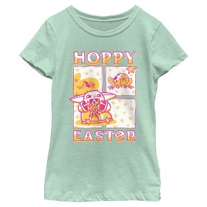Girl's Star Wars: The Mandalorian Grogu Hoppy Easter T-Shirt - 1 of 4