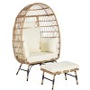 VYNXARIA Wicker Egg Chair,Rattan Egg Chair Indoor Outdoor,Oversized Large Egg Chairs 600lbs with Ottoman and Cushions for Backyard,Balcony,Beige - 4 of 4