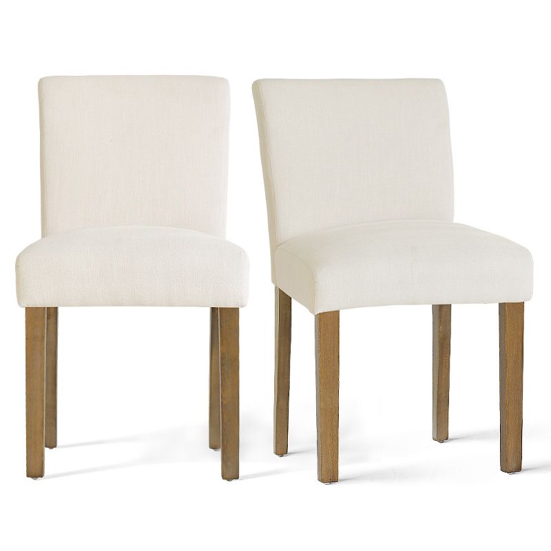 North Linen Dining Chairs Set Of 2,Upholstered Parsons Chairs With Rubberwood Legs-Maison Boucle, 3 of 11