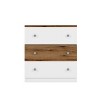 HDZNVF 3 Drawer Wooden Nightstand with Colorblock Design and Metal Handle, White and Brown - 4 of 4