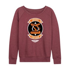 Women's - Top Gun: Maverick - Coyote Badge Lightweight French Terry Wide Neck Long Sleeve Shirt - 1 of 4