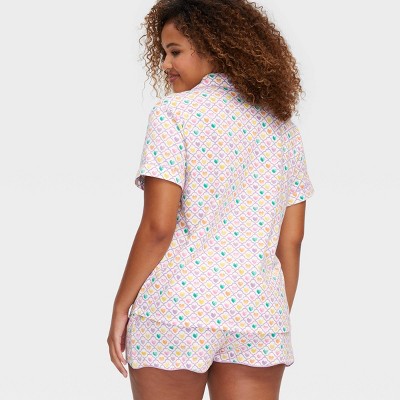 Store Exclusive Women Geo Hearts Short Sleeves and Shorts Pajama
