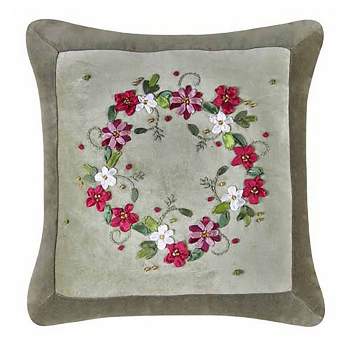 C&F Home Holiday Wreaths Embroidered Pillow