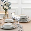 Lorren Home Trends Siena Collection Set of 4 Crystal White Wine Glass with gold band design - 4 of 4