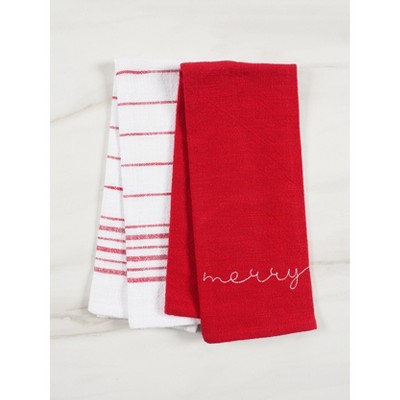 KAF Home Holiday Embroidered Set Of 2 Kitchen Towels, 18"x28"