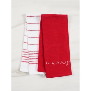KAF Home Holiday Embroidered Set Of 2 Kitchen Towels, 18"x28" - 1 of 3
