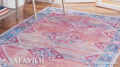 Hand-Knotted Blue and Rust 8' x 10' Viscose Area Rug