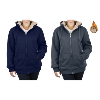 Rudoplh  Women's Loose Fit Heavyweight Hoodie With Faux Shearling Lining-2 Pack