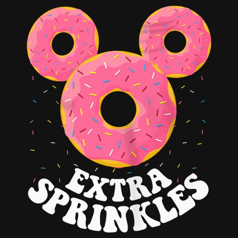 Girl's Disney Mickey Mouse Extra Sprinkles Donut Silhouette T-Shirt, 2 of 5