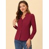 Allegra K Women's Elegant V Neck Work Office Button Up Shirt - 3 of 4