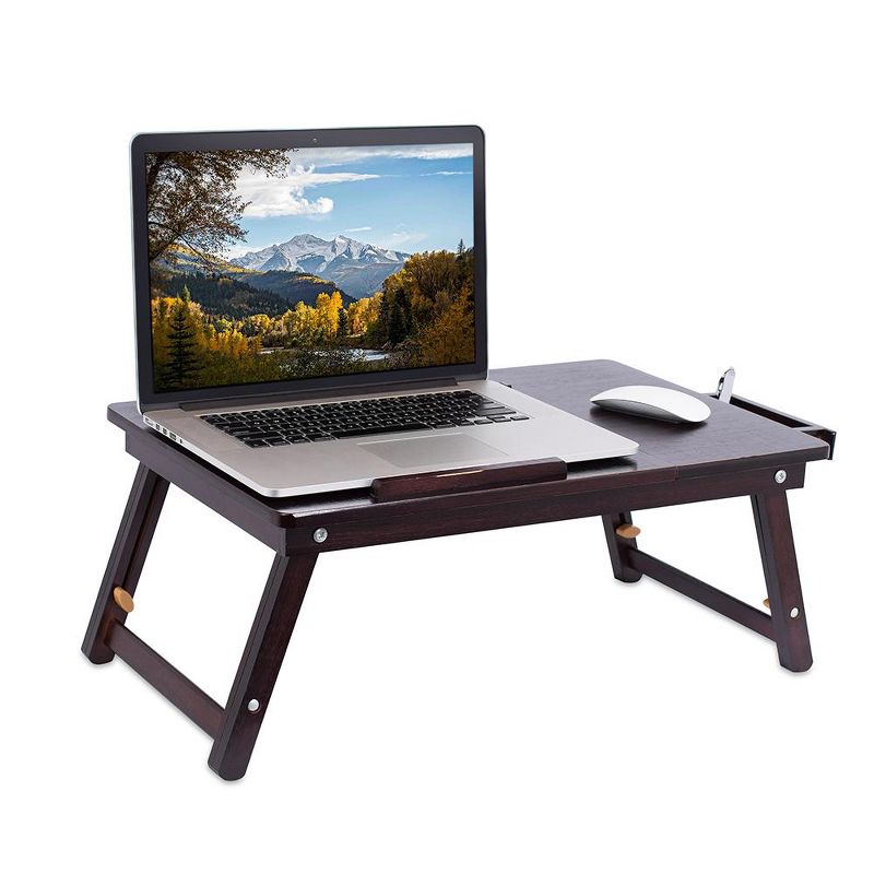 BirdRock Home Bamboo Laptop Lap Tray with Adjustable Legs - Walnut, 3 of 9
