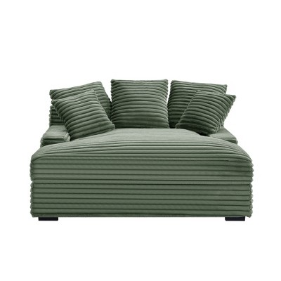Dolonm Modern Double Sleeper Sofa Comfortable Cloud Couch Soft Fluffy Corduroy Upholstery with Square Armrests