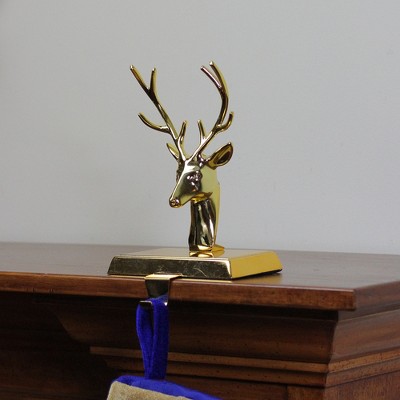 Gold Metal Deer Head Christmas Stocking Holder