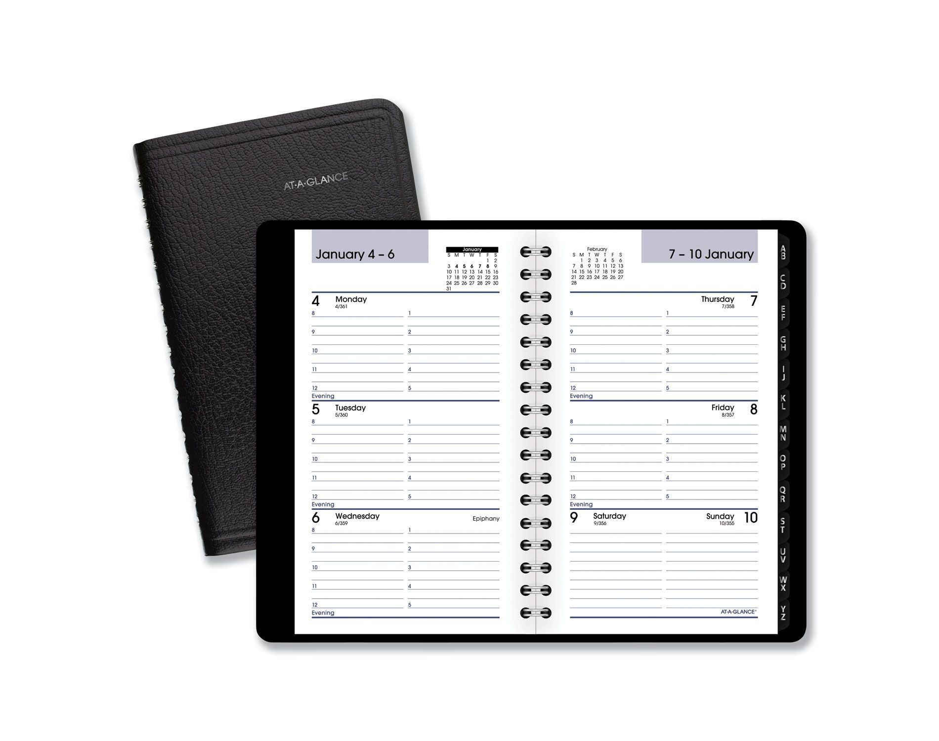 DayMinder Weekly Pocket Appointment Book with Telephone/Address Section, 6 x 3.5, Black Cover, 12-Month (Jan to Dec): 2026