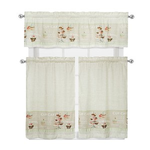 GoodGram Cupcakes 3 Piece Complete Kitchen Curtain Tier & Valance Set - 56 in. W x 15 in. L - 1 of 1