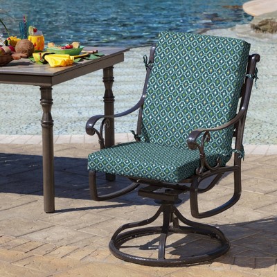Alana Tile Blue and Green Outdoor Dining Chair Cushion