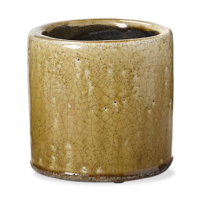 TAG Avery Planter Ochre Yellow Glazed Terracotta, 5.5L x 5.5W x 5.5H inches