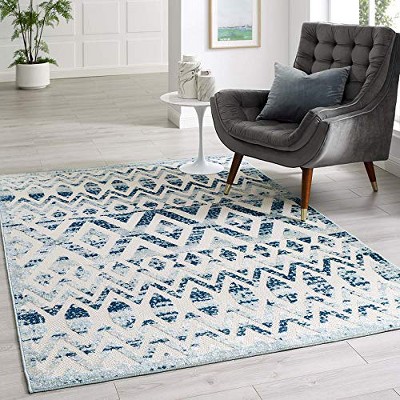 Modway Reflect Tamako Diamond and Chevron Moroccan Trellis 5x8 Indoor / Outdoor Area Rug