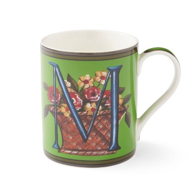 Kit Kemp by Spode 12oz Alphabet Mug, Unique Stylish Monogram, Fine China, Dishwasher Safe, Personalized Initial, Fabulous Mug with Gift Box