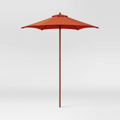 6' Round Solid Monochrome Outdoor Patio Market Umbrellas Red with Red Pole - Room Essentials™