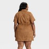 Women's Short Sleeve Faux Suede Mini Dress - Ava & Viv™ Tan - 2 of 3