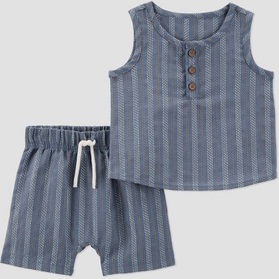 Carter's Just One You® Baby Boys' Striped Tank & Shorts Set - Blue