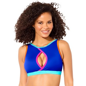 Swimsuits for All Shimmer Trim High-Neck Keyhole Bikini Top (Plus Sizes Available) - 1 of 4