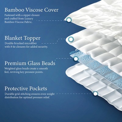 White Twin Cooling Rayon Bamboo Weighted Blanket with Glass Beads