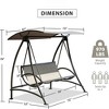 Outdoor 3-Seat Patio Swing Chair With Weather Resistant Canopy Steel Frame Swinging Bench For Garden Poolside Backyard - 2 of 4