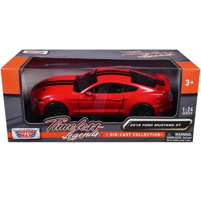2018 Ford Mustang GT 5.0 Red with Black Stripes "Timeless Legends" Series 1/24 Diecast Model Car by Motormax