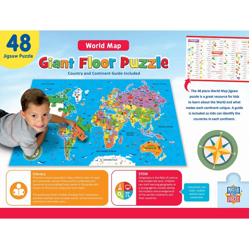 MasterPieces Explorer - World Map 48 Piece Floor Jigsaw Puzzle for Kids, 4 of 6