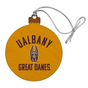 University at Albany Great Danes Wood Christmas Tree Holiday Ornament - 1 of 4