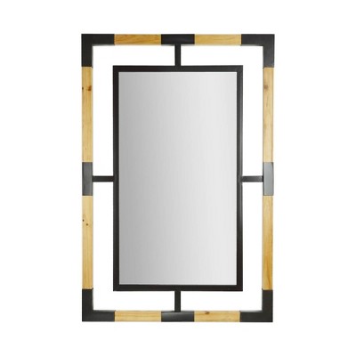15.5" x 27.5" Metal/Wooden Decorative Wall Mirror - Head West