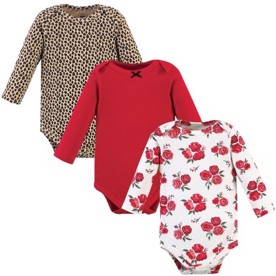 Hudson Baby Infant Girl Cotton Long-sleeve Bodysuits 3pk, Basic Rose ...