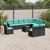 vidaXL 11 Piece Patio Sofa Set with Cushions Black Poly Rattan - 2 of 4