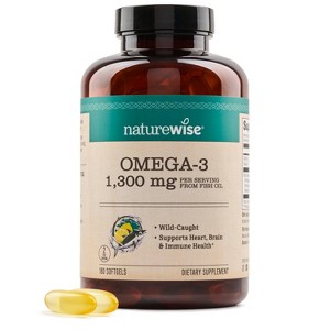 NatureWise Ultra Omega 3 Fish Oil 2200 mg – 1300 mg Omega-3 - Triglyceride Form - Wild-Caught Fish Oil + EPA & DHA - Burpless, Non-GMO - 1 of 4
