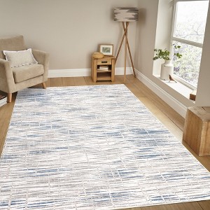 Washable Area Rugs for Living Room Modern Striped Abstract Rug Soft Non Slip Low Pile Carpet - 1 of 1