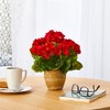 Nearly Natural 11-in Geranium Artificial Plant in Ceramic Planter UV Resistant (Indoor/Outdoor), Red - 3 of 3