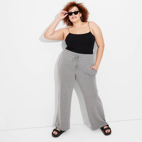 Wild Fable High rise wide leg french terry sweatpants. $25. I am 4'10”