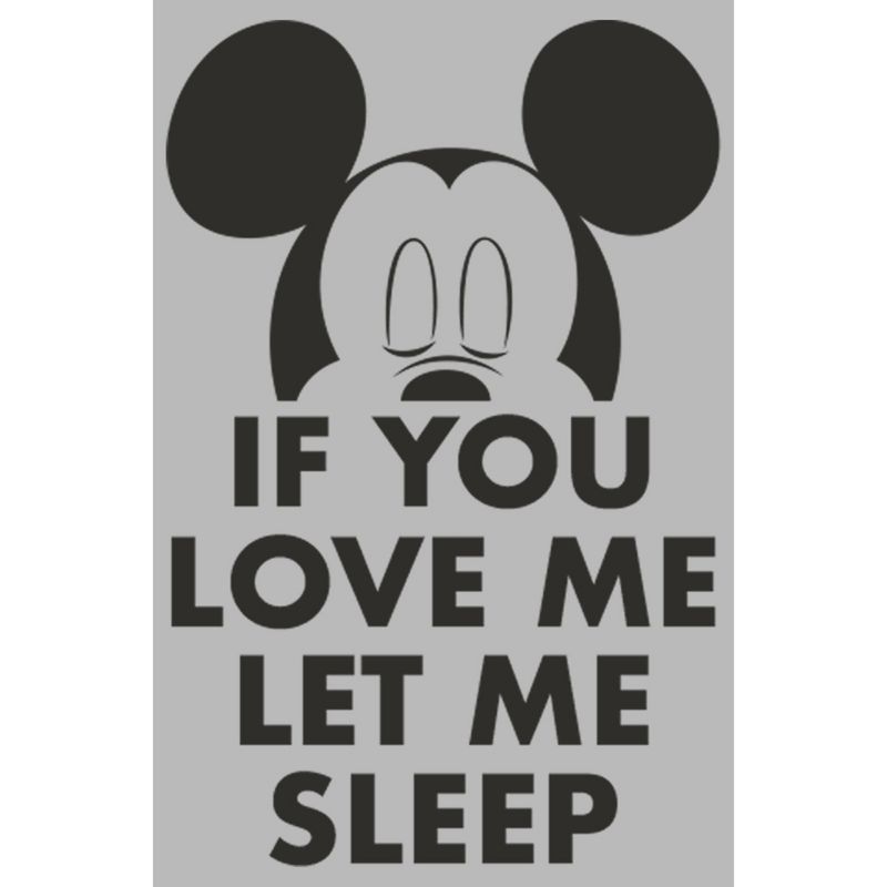 Juniors Womens Mickey & Friends If You Love Me Let Me Sleep T-Shirt, 2 of 5