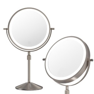 GustoWave 8" Double Sided Vanity Mirror, Makeup Mirror with Lights, Height Adjustable Lighted Makeup Mirror with 10x Magnification - 1 of 4