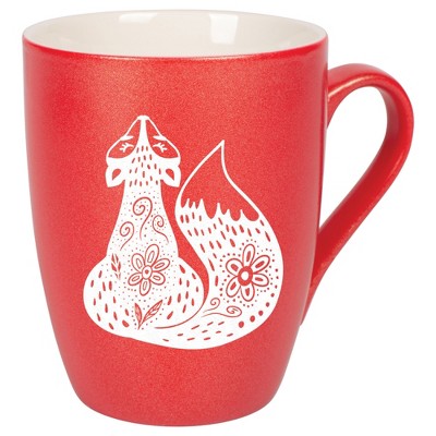 Elanze Designs 10 Ounce Metallic Finish New Bone China Tea Coffee Cup Mug� Crimson Red Sly Forest Fox