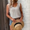 Clearlove Women's Cable Knit Sweater Vest V-Neck Sleeveless Tank Top Short Sleeve Shirts Summer Vacation Casual Ribbed Tops - 4 of 4