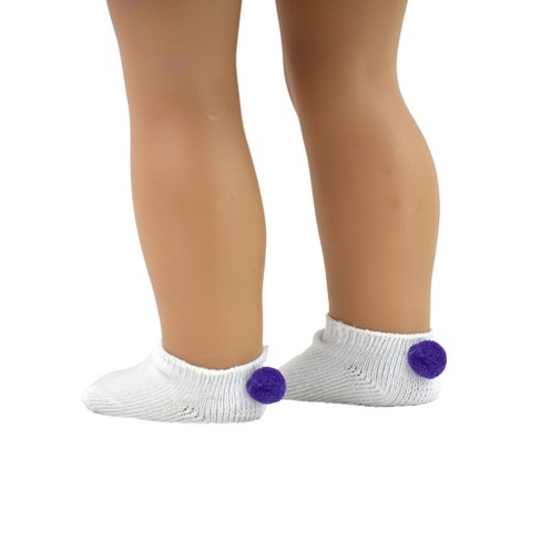 Sophia’s Simple Ankle Socks with Pom-Poms for 18” Dolls - image 1 of 2