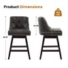 Hyleory Chic 360-degree Rotating Bar Stool - Premium PU Leather Seat & Solid Wood Frame for Timeless Elegance - 3 of 4