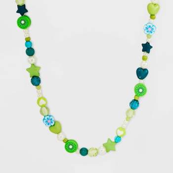 Mixed Bead and Simulated Pearl Necklace - Wild Fable™ Green
